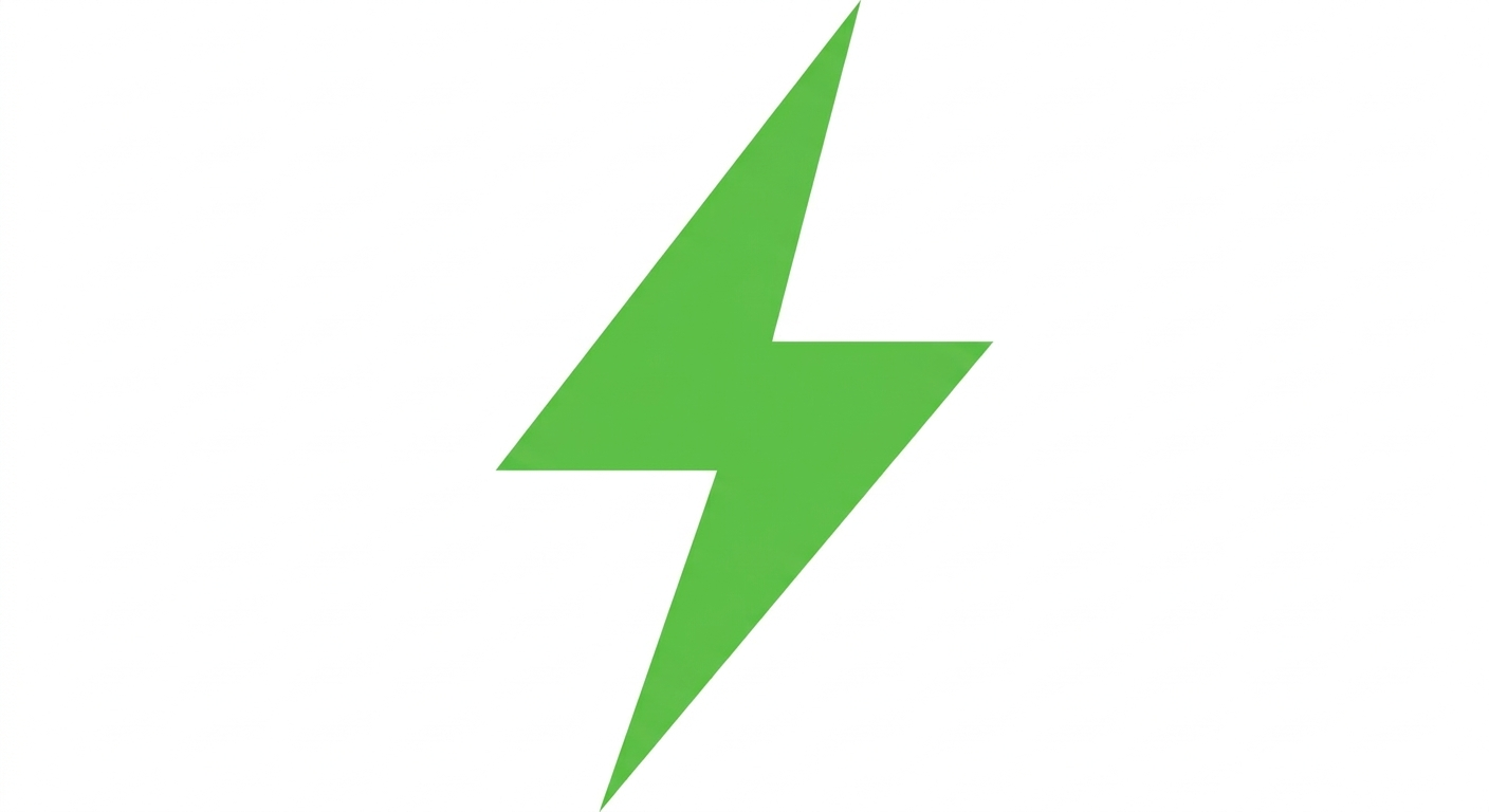 Grünes Blitz-Icon als Symbol für den blitzschnellen Einstieg – verdeutlicht das einfache und zeitsparende Anziehen der bendys Hands-free Schuhe ohne Hände.
