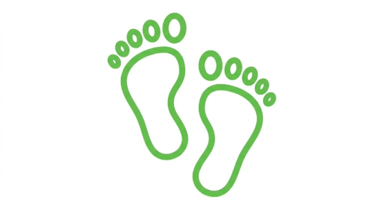 Grünes Icon zweier Fußabdrücke – Symbol für rückenschonendes Gehen und ergonomischen Komfort durch bendys Hands-free Schuhe.
